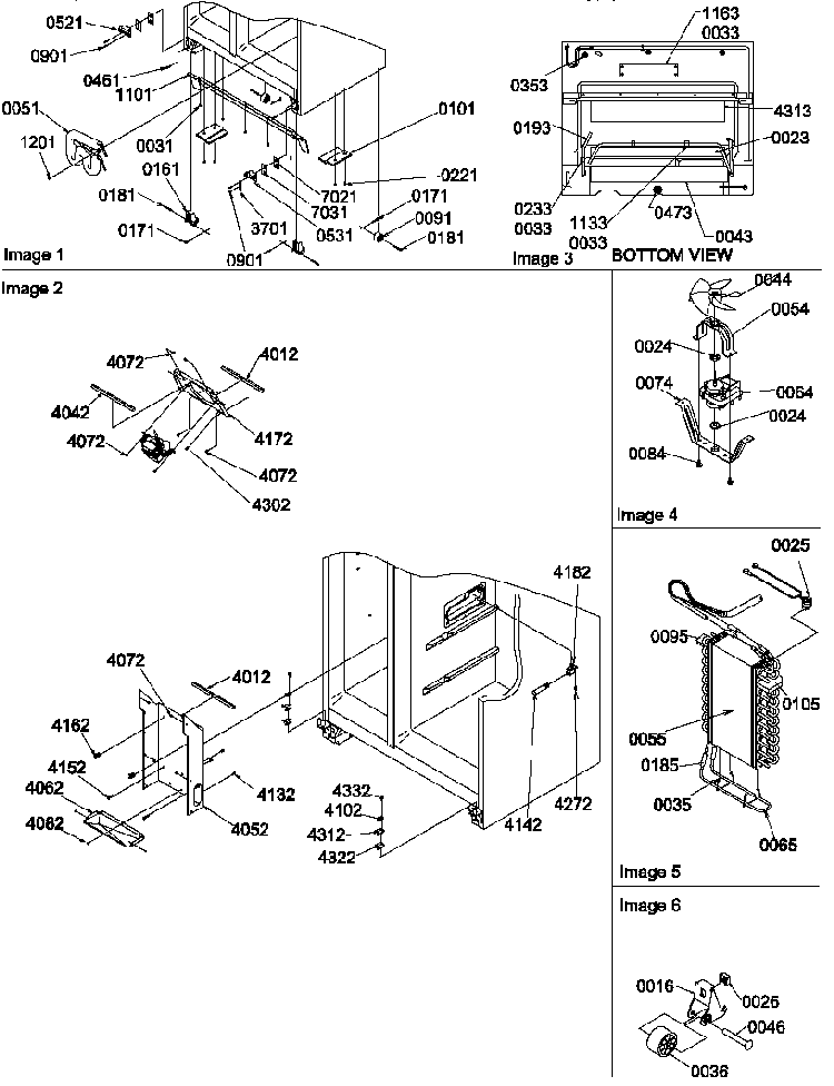 Drain Systems, Rollers, And Evaporator Assy Diagram and Parts List for SRDE528TBW-P1312602WW  Amana Refrigerator