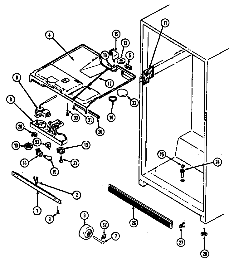 Fresh Food Compartment Diagram and Parts List for AT19EM8V DA56A Admiral Refrigerator