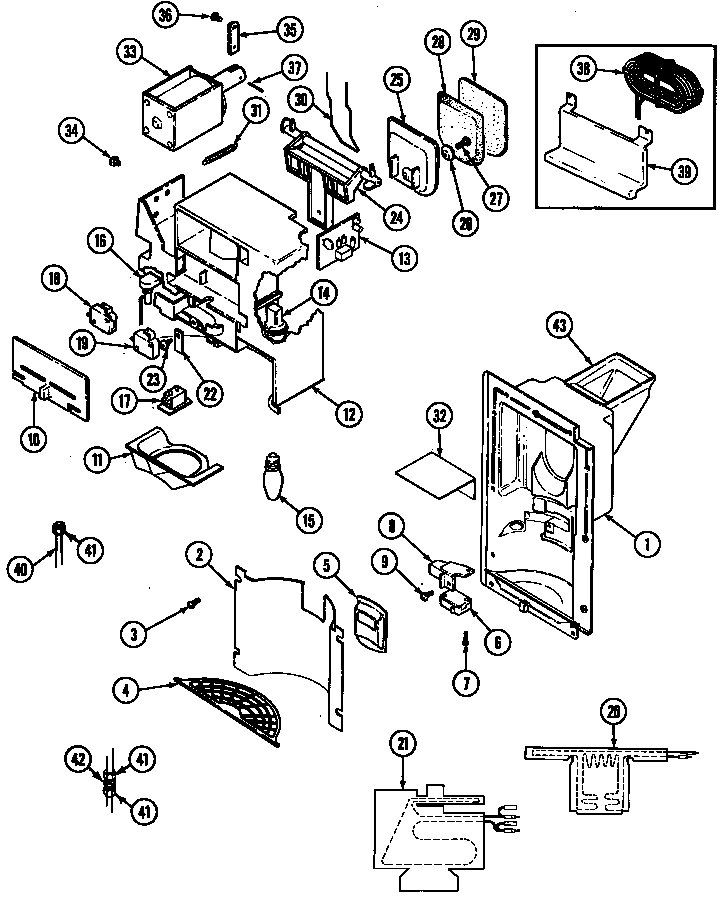 Ice & Water Dispenser Diagram and Parts List for RSW2200CAL DM31B Maytag Refrigerator