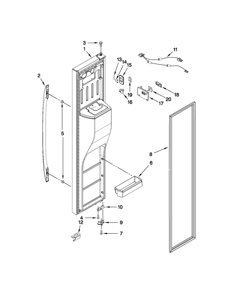 Freezer Door Diagram and Parts List for MSB27C2XAB00  Maytag Refrigerator
