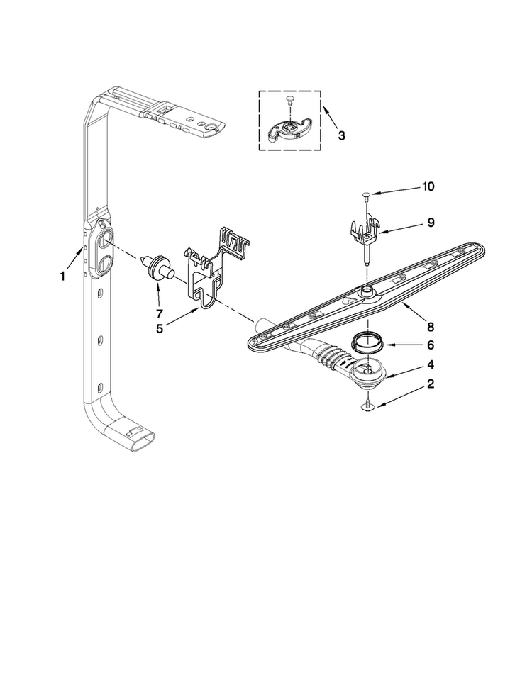Upper Wash And Rinse Parts Diagram and Parts List for ADB1600AWW1  Amana Dishwasher
