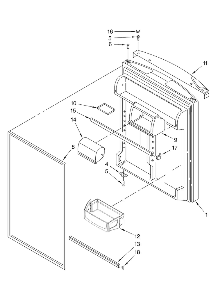 Refrigerator Door Parts Diagram and Parts List for ATB1932MRW01  Amana Refrigerator