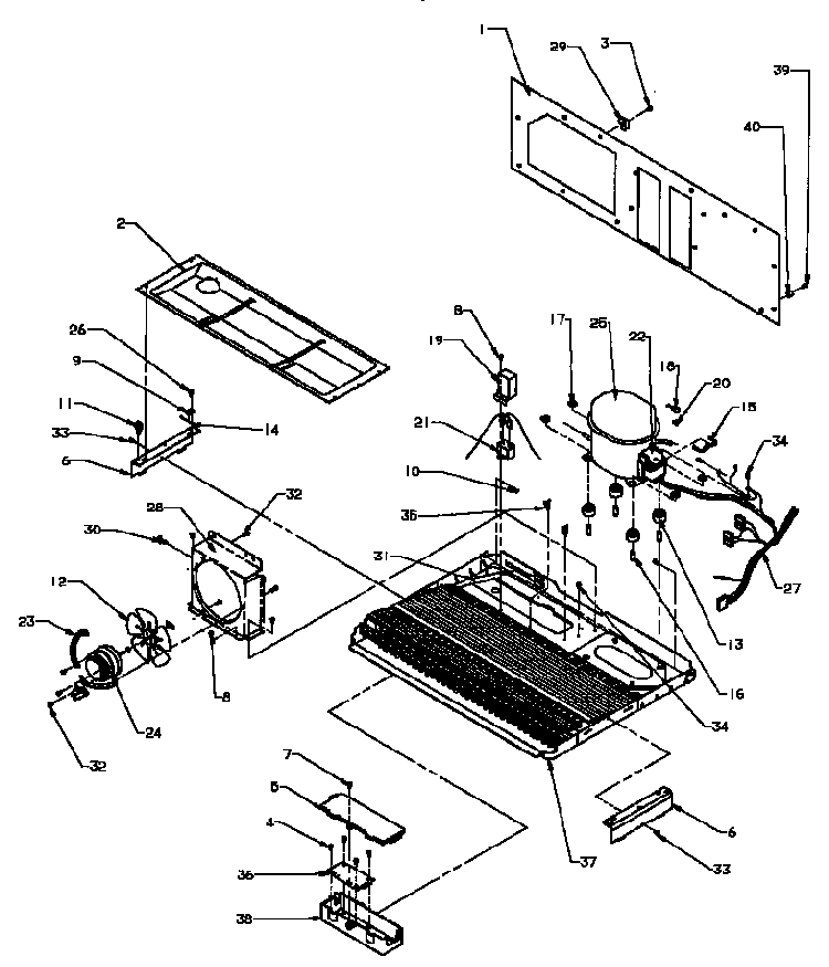 Machine Compartment Diagram and Parts List for SSD22NBL-P1162413WL  Amana Refrigerator
