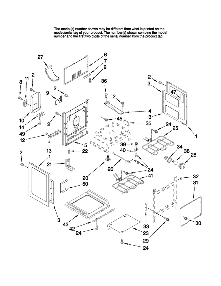 Chassis Parts Diagram and Parts List for MER5765RAS1  Maytag Range