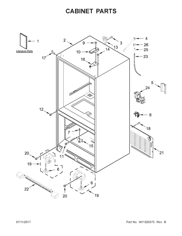 Cabinet Parts Diagram and Parts List for MBF2258FEZ01  Maytag Refrigerator