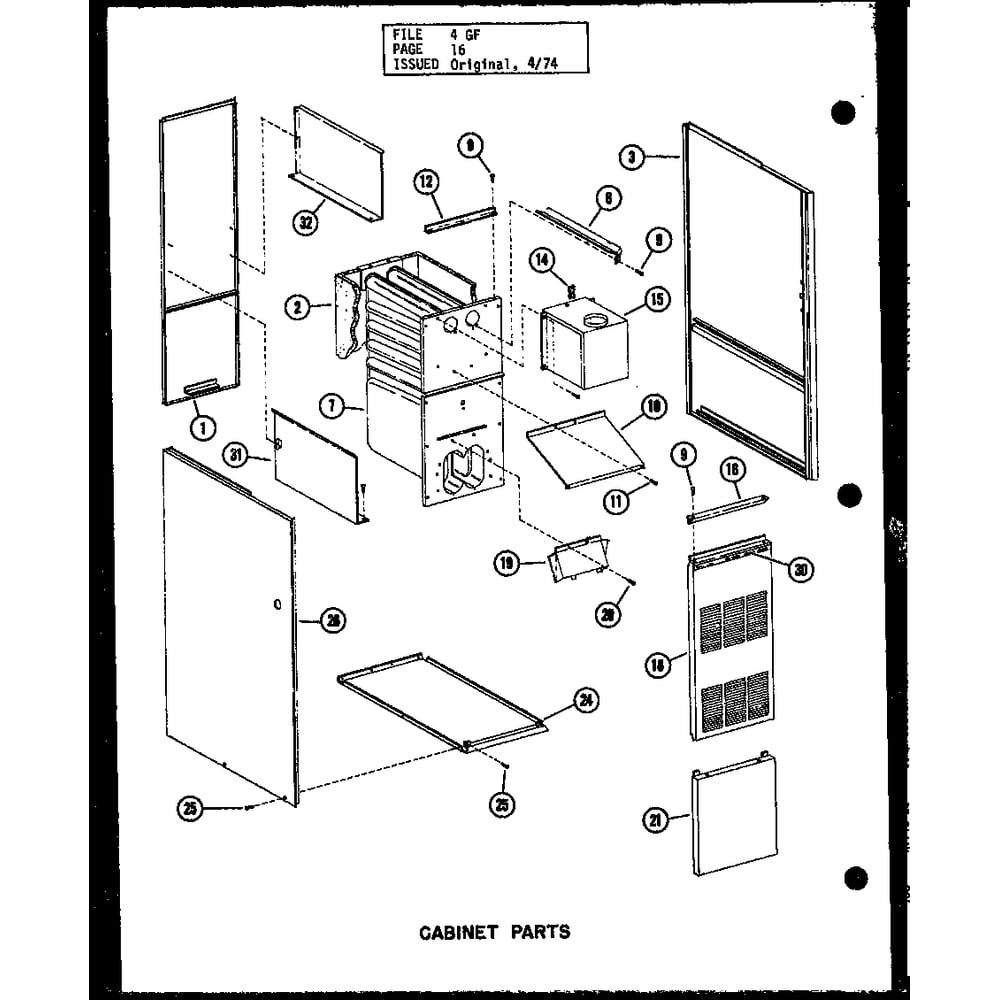 Cabinet Parts 4 Diagram and Parts List for GH-105E-3 P96324-9F Amana Furnace