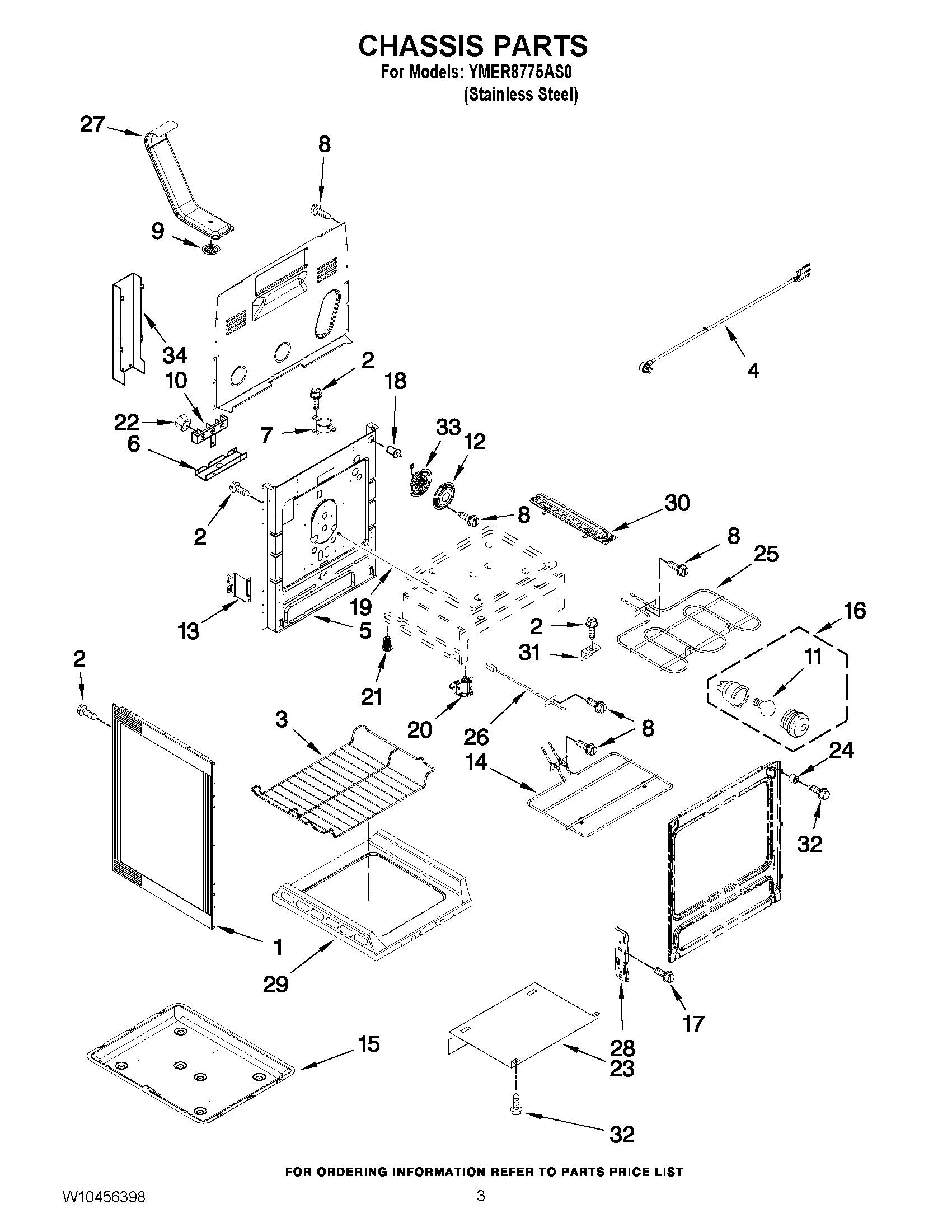03 - CHASSIS PARTS Diagram and Parts List for YMER8775AS0  Maytag Range