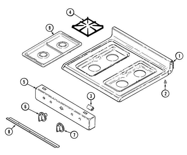 Top Assembly Diagram and Parts List for OEMMAYCONV8  Magic Chef Wall Oven
