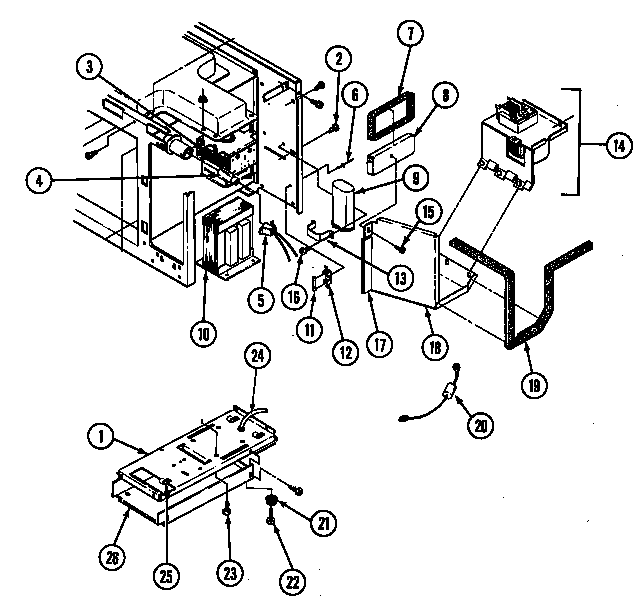 Internal Controls Diagram and Parts List for DM126  Magic Chef Microwave