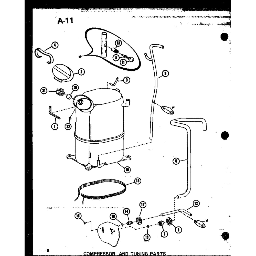 Compressor And Tubing Parts Diagram and Parts List for CR25-1 P67850-5C Amana Air Conditioner