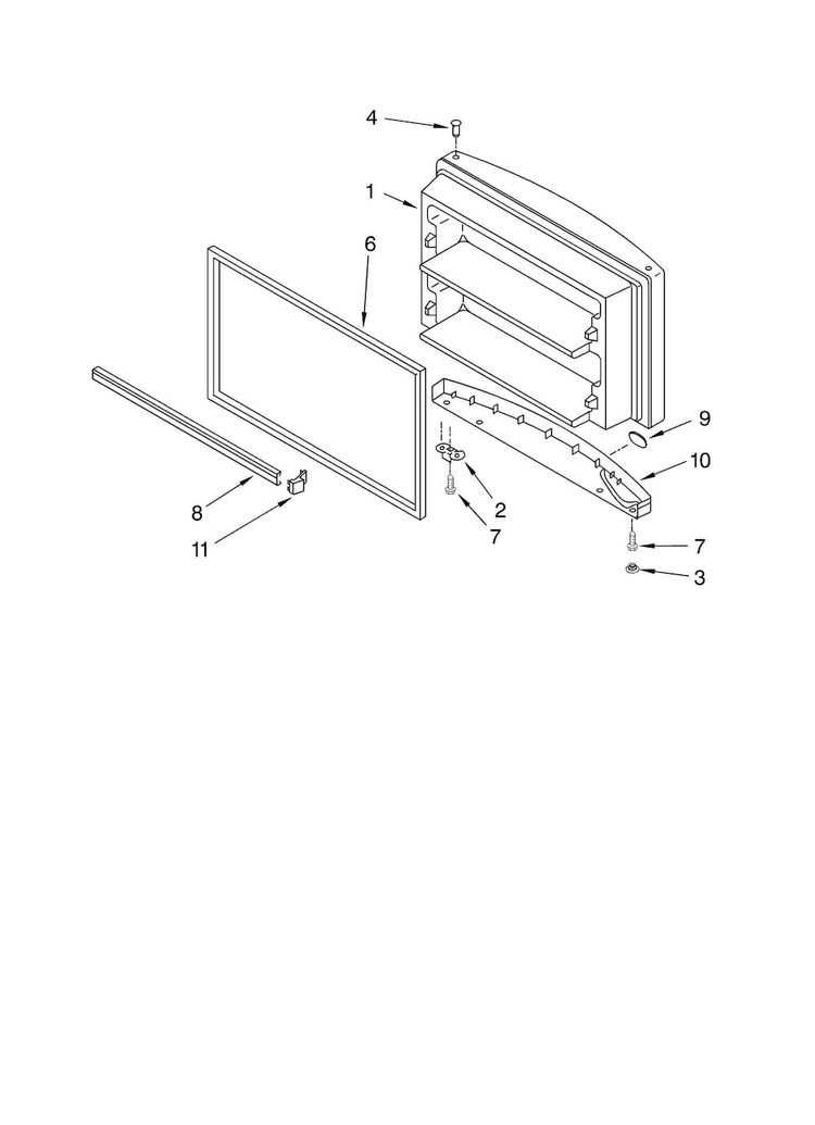 Freezer Door Parts Diagram and Parts List for A9RXNMFWB01  Amana Refrigerator