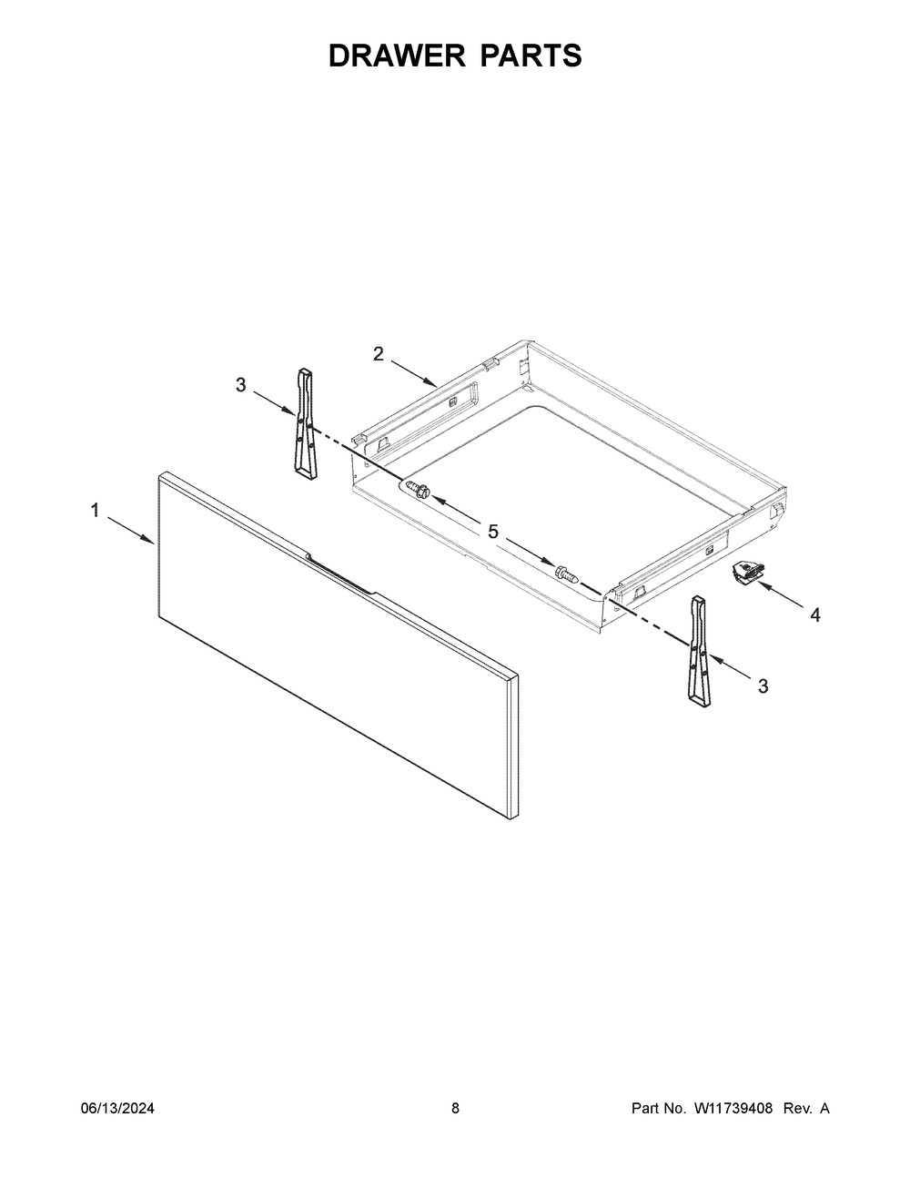 Drawer Parts Diagram and Parts List for YAES6603SFS6  Amana Range