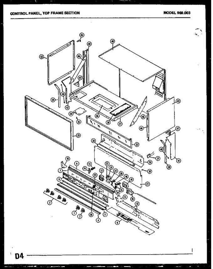 01 - Control Panel Diagram and Parts List for 969003  Litton Range