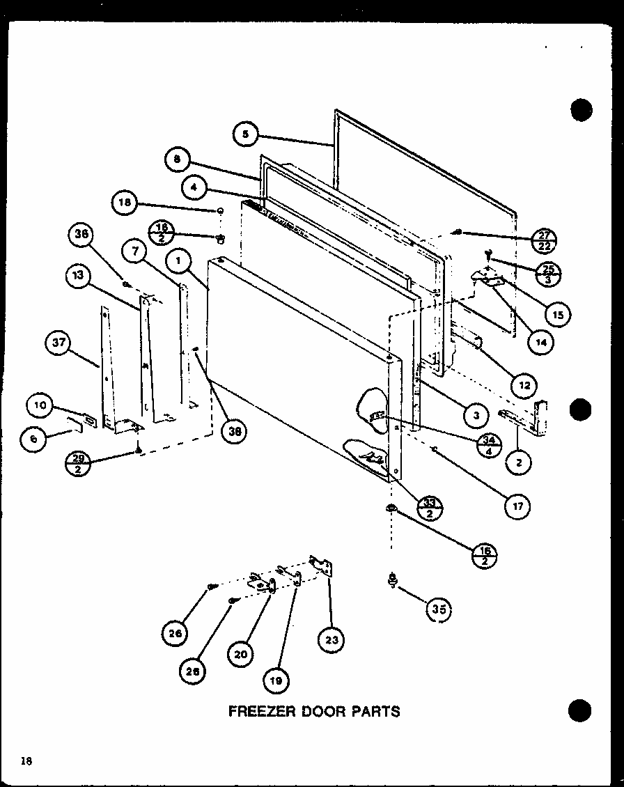 Freezer Door Parts (tm18m/p7859212w) (tm18m/p7859213w) Diagram and Parts List for TM18M-P7859213W  Amana Refrigerator