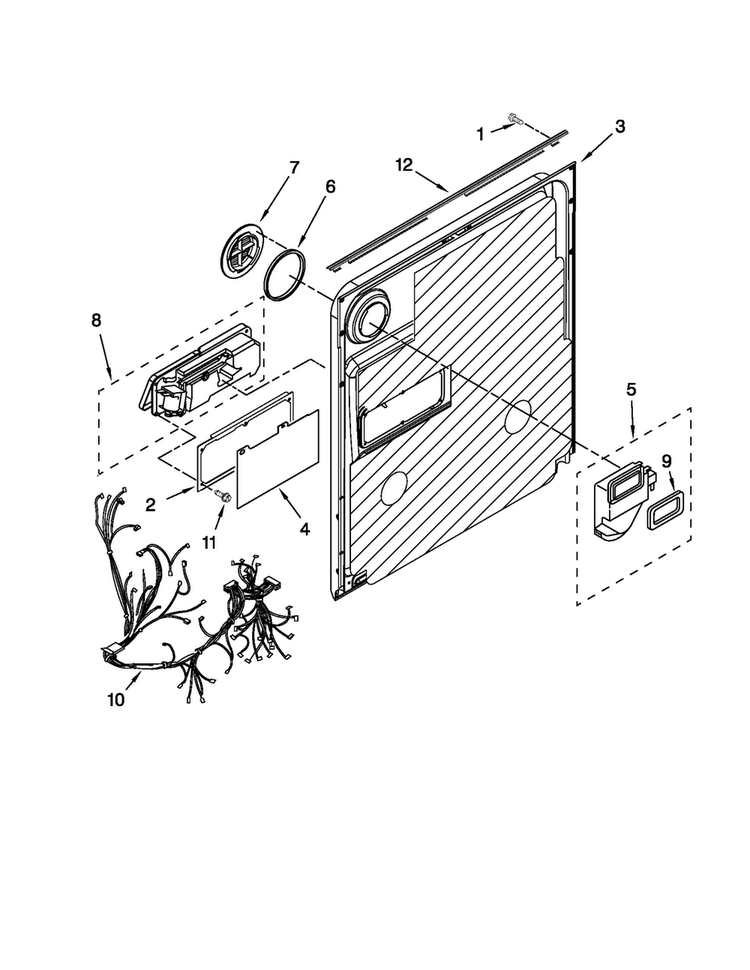 Inner Door Parts Diagram and Parts List for MDB6769PAQ0  Maytag Dishwasher