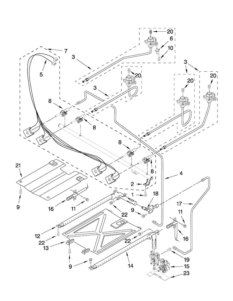 Manifold Parts Diagram and Parts List for AGR5844VDS3  Amana Range