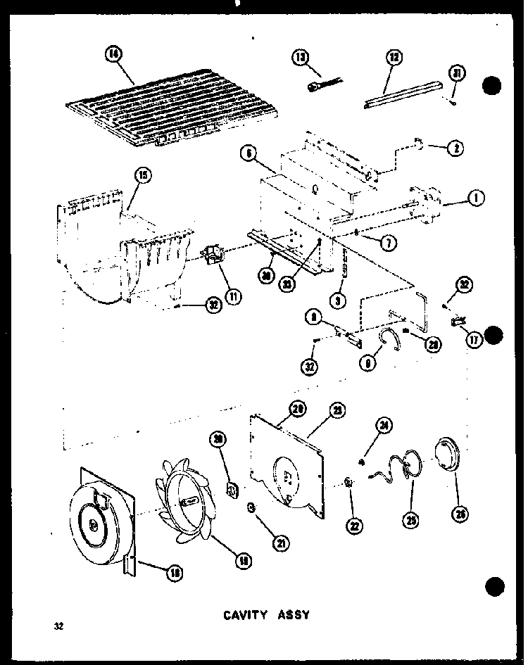 Cavity Assy Diagram and Parts List for SRI519D-P73900-19W  Amana Refrigerator