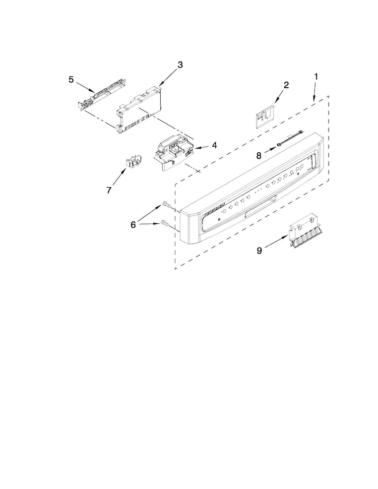 Control Panel And Latch Parts Diagram and Parts List for MDBH979SAW1  Maytag Dishwasher