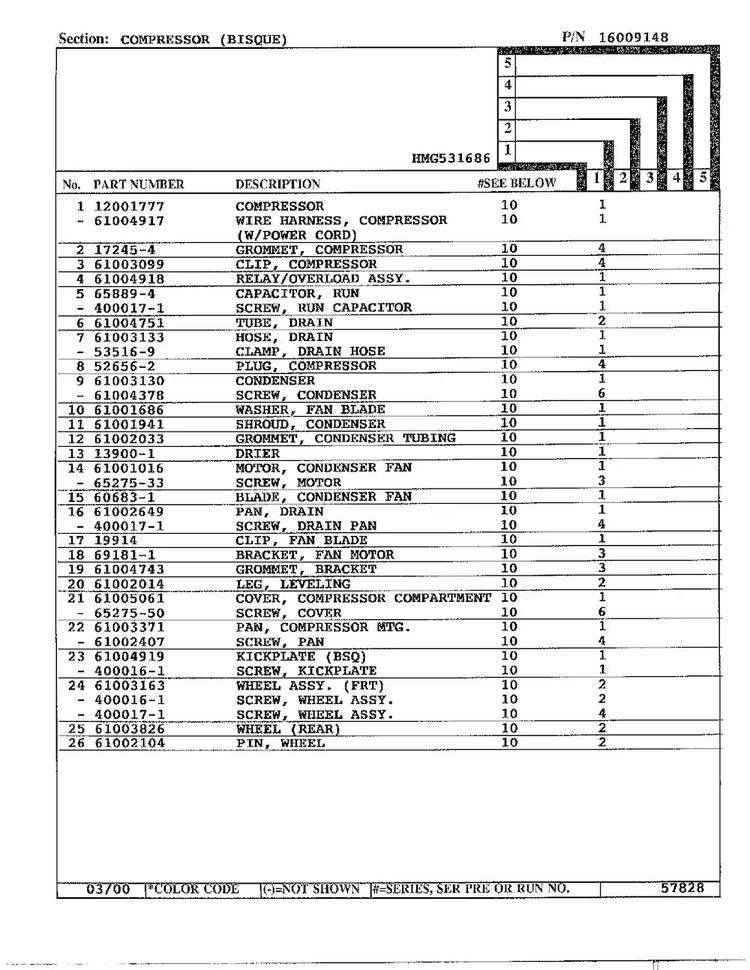 Controls Page 2 Diagram and Parts List for HMG531680  Admiral Refrigerator