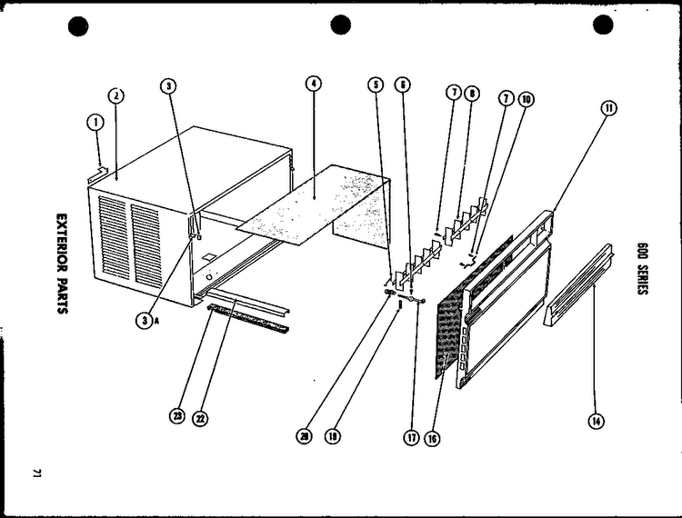 Exterior Parts Diagram and Parts List for 615-2J P54720-1R Amana Air Conditioner