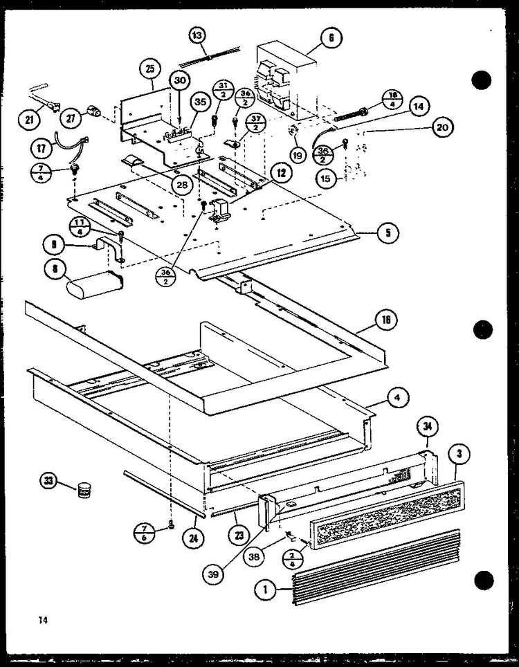 Base Pan Assembly Diagram and Parts List for RC-10SE P76881-1M Amana Microwave