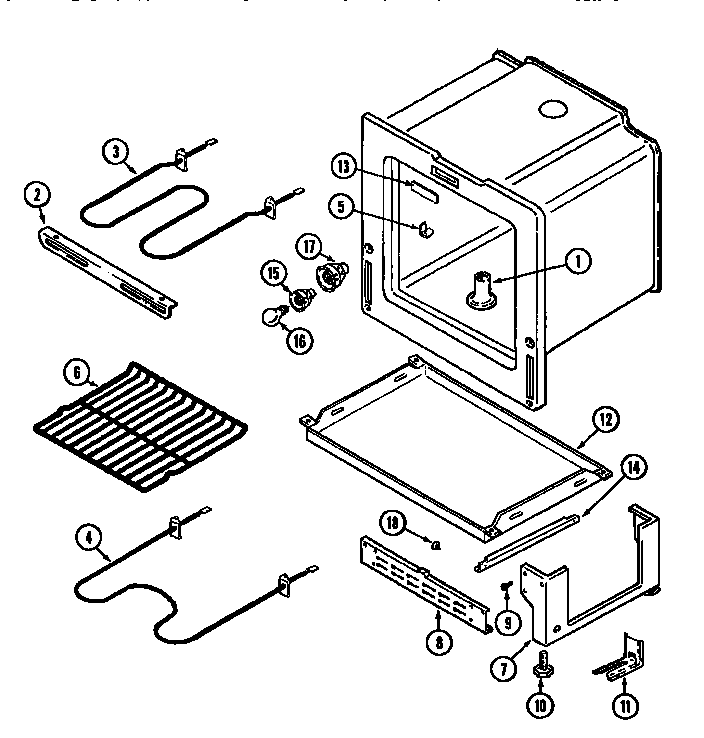 Oven/base Diagram and Parts List for MER4820AAW  Maytag Range
