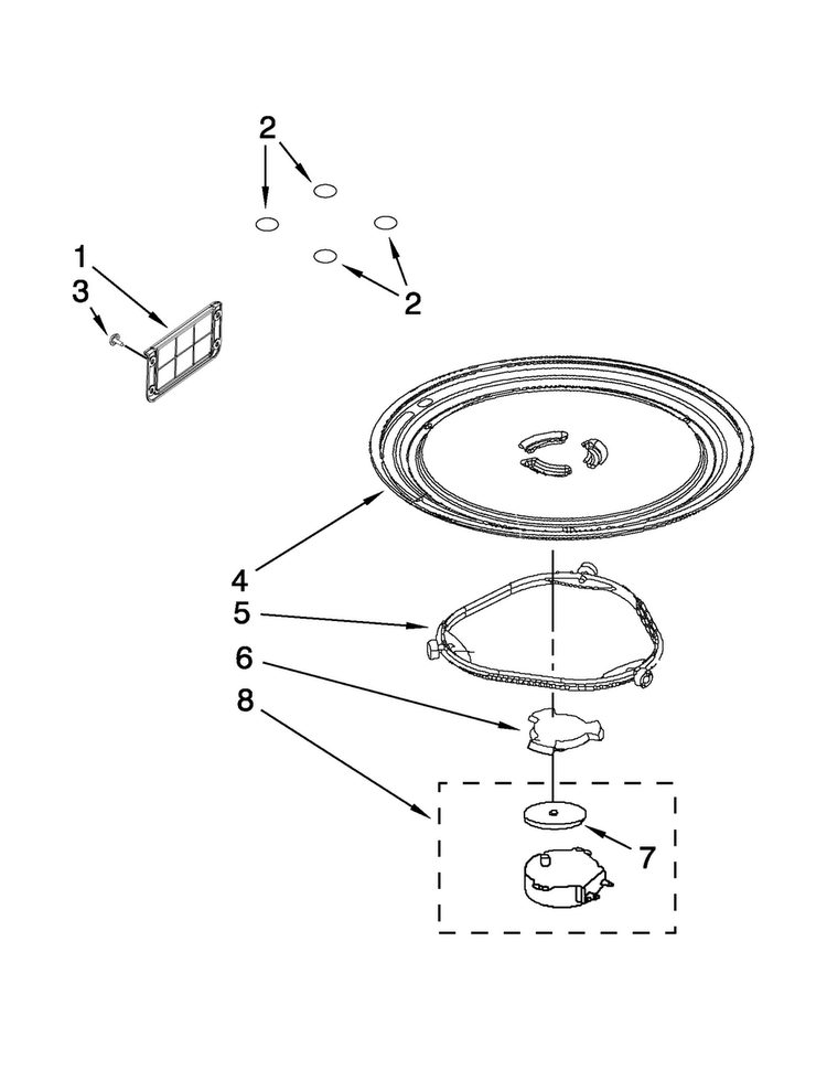 Turntable Parts Diagram and Parts List for MMV1164WB5  Maytag Microwave