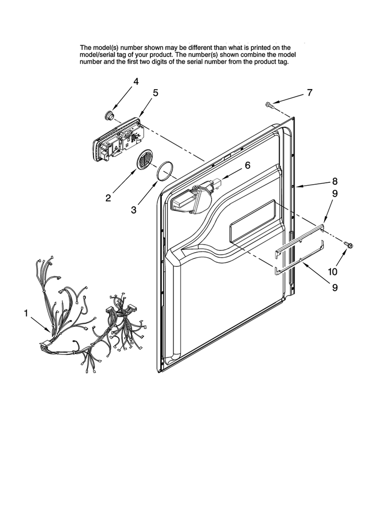 Door And Latch Parts Diagram and Parts List for MDB6701AWQ41  Maytag Dishwasher