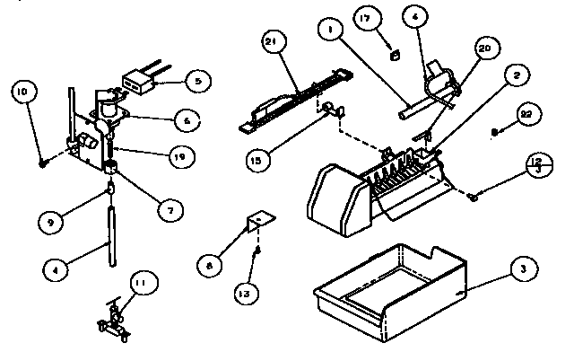 Icemaker Add On Diagram and Parts List for TX21R-P1157605W  Amana Refrigerator