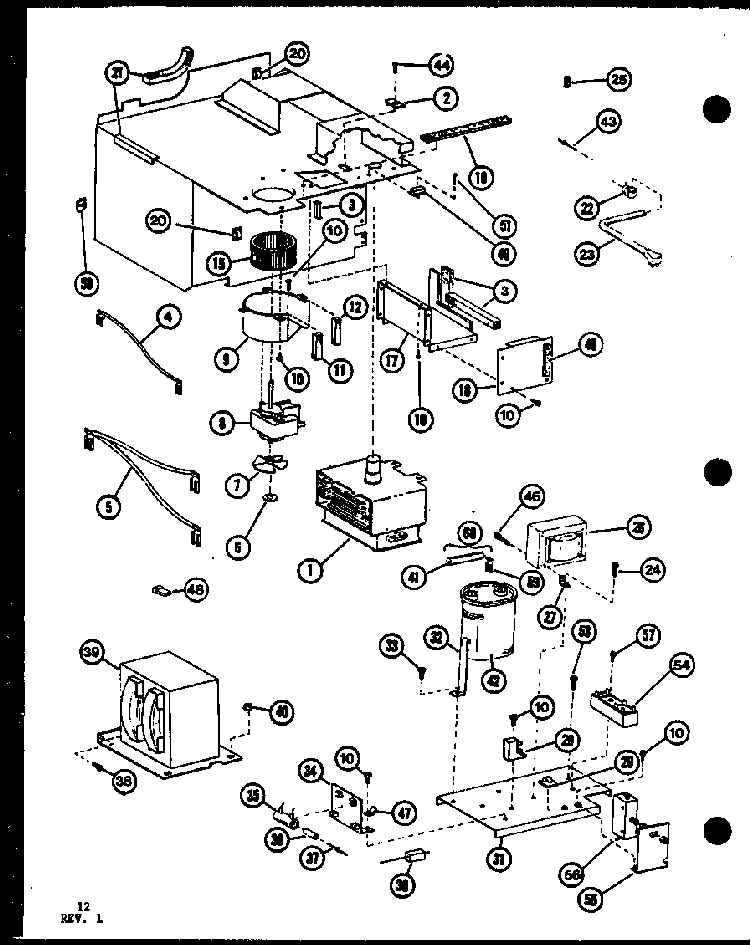 Interior Parts Diagram and Parts List for RC10B-PB P75085-16M Amana Microwave