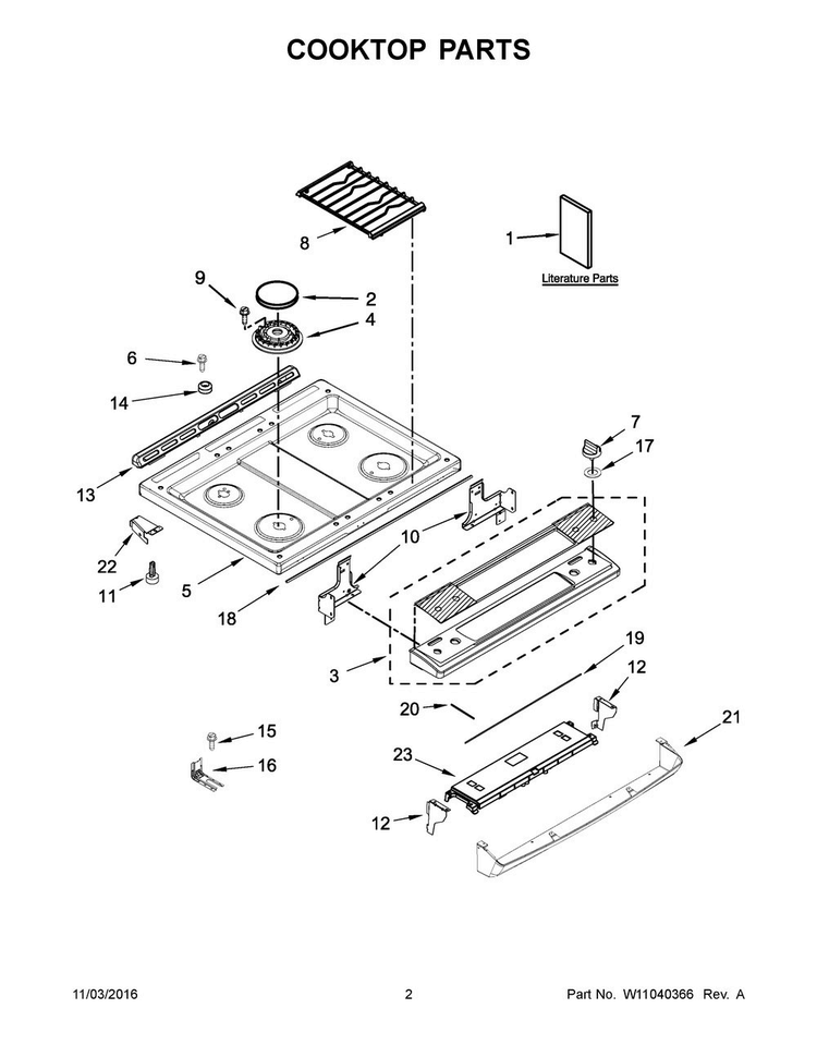 Cooktop Parts Diagram and Parts List for AGS6603SFS0  Amana Range