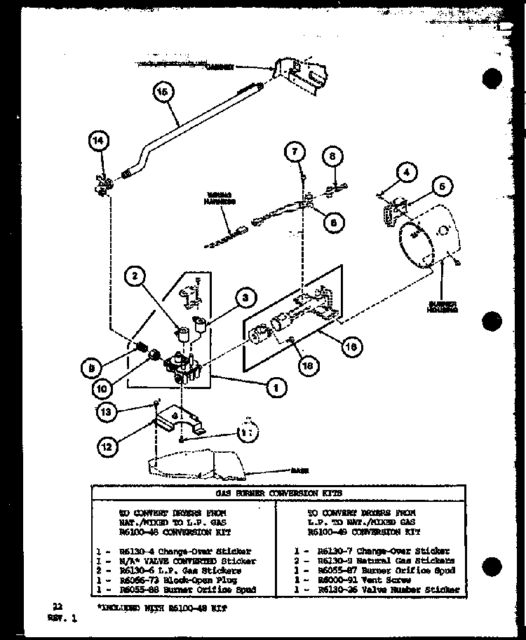 Gs Burner Conversion Kits Diagram and Parts List for TGA400 P77041-5W Amana Dryer