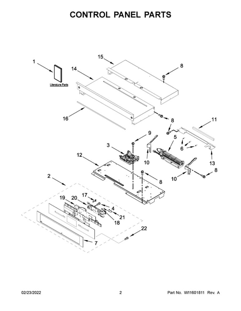 Control Panel Parts Diagram and Parts List for JJW3830LL00  Maytag Wall Oven
