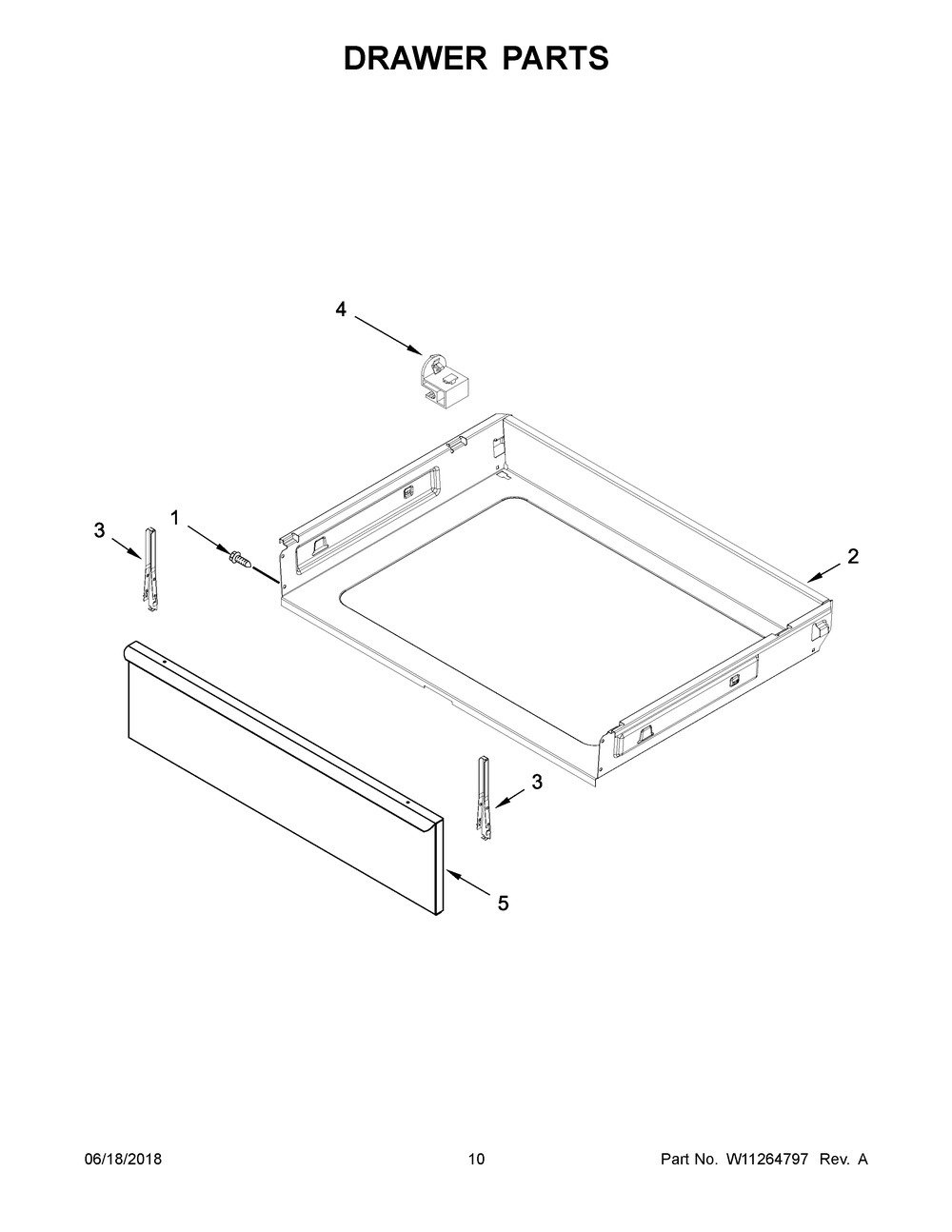 Drawer Parts Diagram and Parts List for YACR4303MFS2  Maytag Range