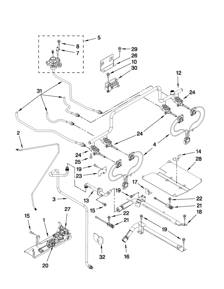 Manifold Parts Diagram and Parts List for JGS8750CDS01  Jenn-Air Range