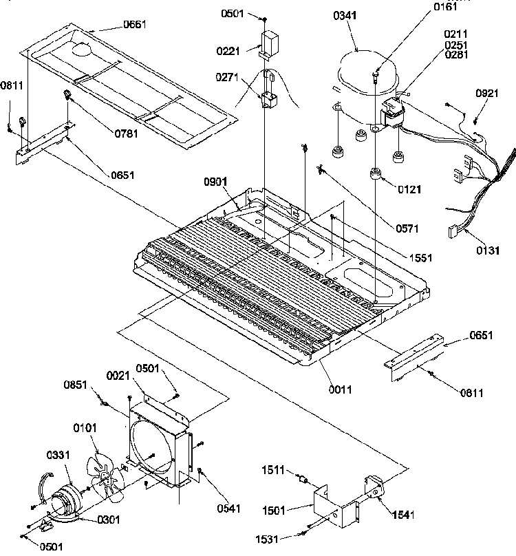 Machine Compartment Diagram and Parts List for SCD22TBL-P1303515WL  Amana Refrigerator
