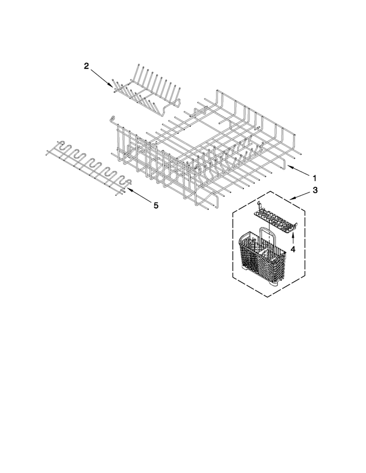 Upper And Lower Dishrack Parts Diagram and Parts List for JDD4000AWS3  Jenn-Air Dishwasher