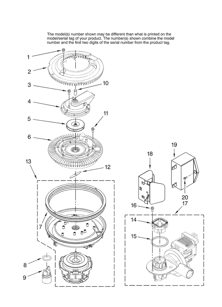 Pump And Motor Parts Diagram and Parts List for MDB6701AWB0  Maytag Dishwasher