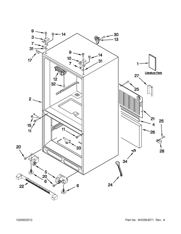 Cabinet Parts Diagram and Parts List for MFF2258VEB8  Maytag Refrigerator