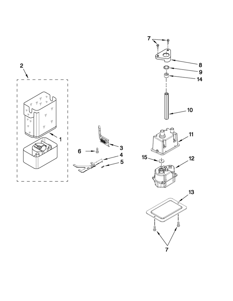 Motor And Ice Container Parts Diagram and Parts List for JS42CXDUDB02  Jenn-Air Refrigerator