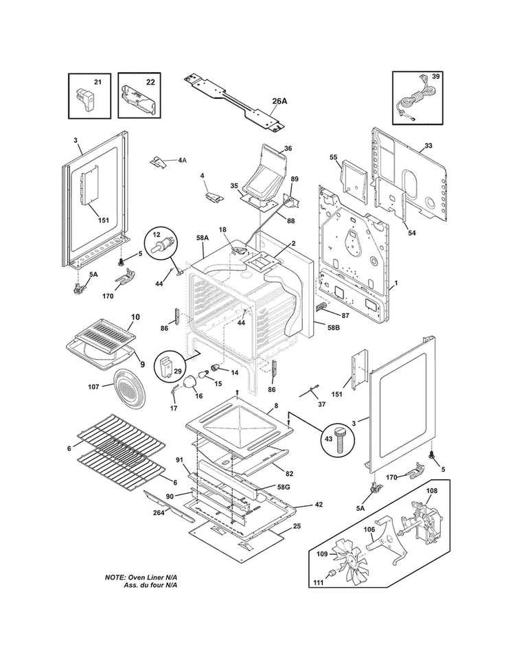 Body Diagram and Parts List for CRG3490LWE  Crosley Range