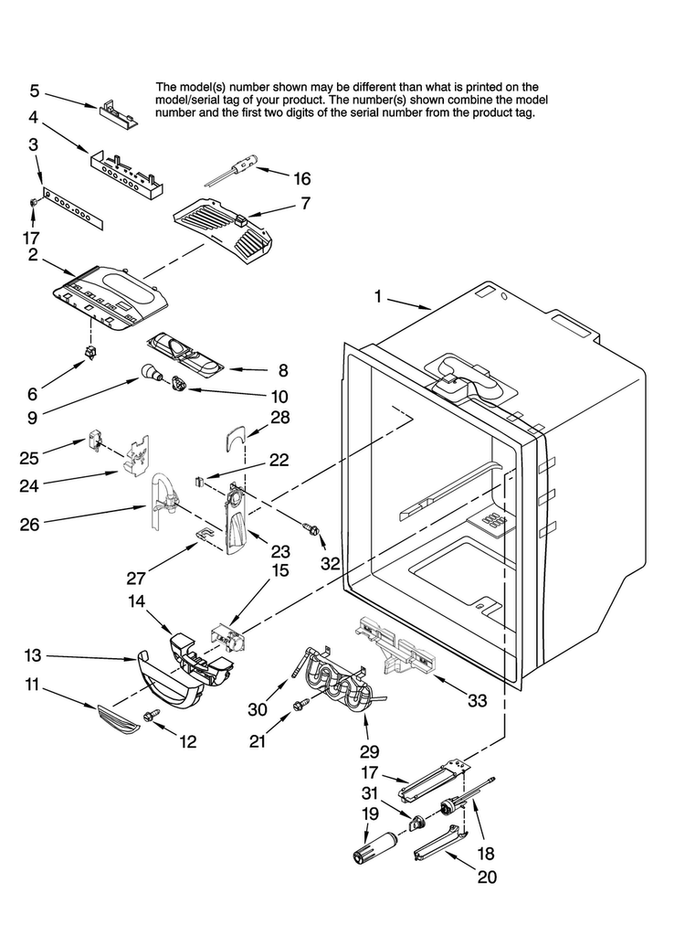 Refrigerator Liner Parts Diagram and Parts List for JFC2089HPF12  Jenn-Air Refrigerator