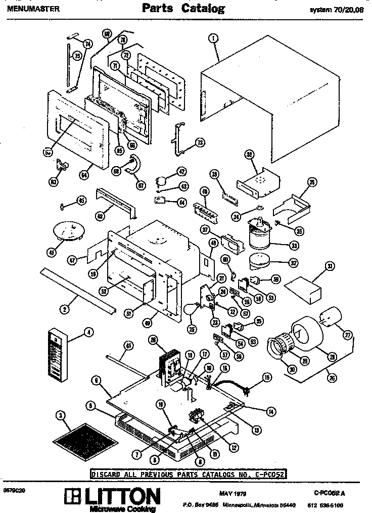 Replacement Parts Diagram and Parts List for 70 2008 Amana Microwave