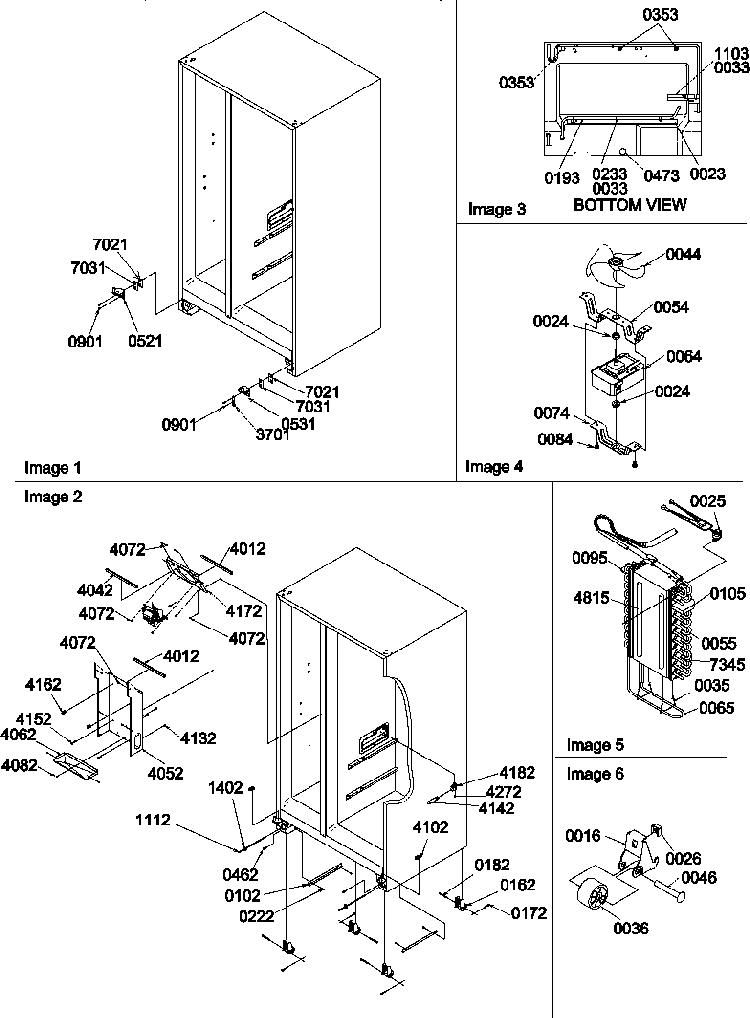 Drain System, Rollers, And Evaporator Assy Diagram and Parts List for SB520TW-P1308601WW  Amana Refrigerator