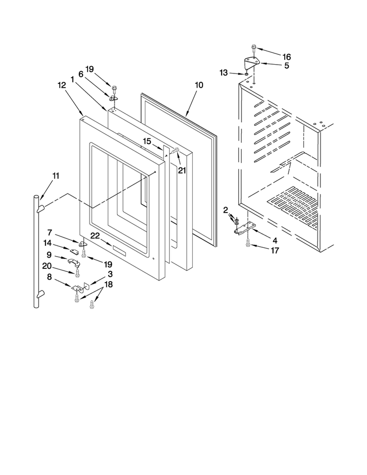 Door Parts Diagram and Parts List for JUW248LBRB01  Jenn-Air Wine and Beverage Cooler