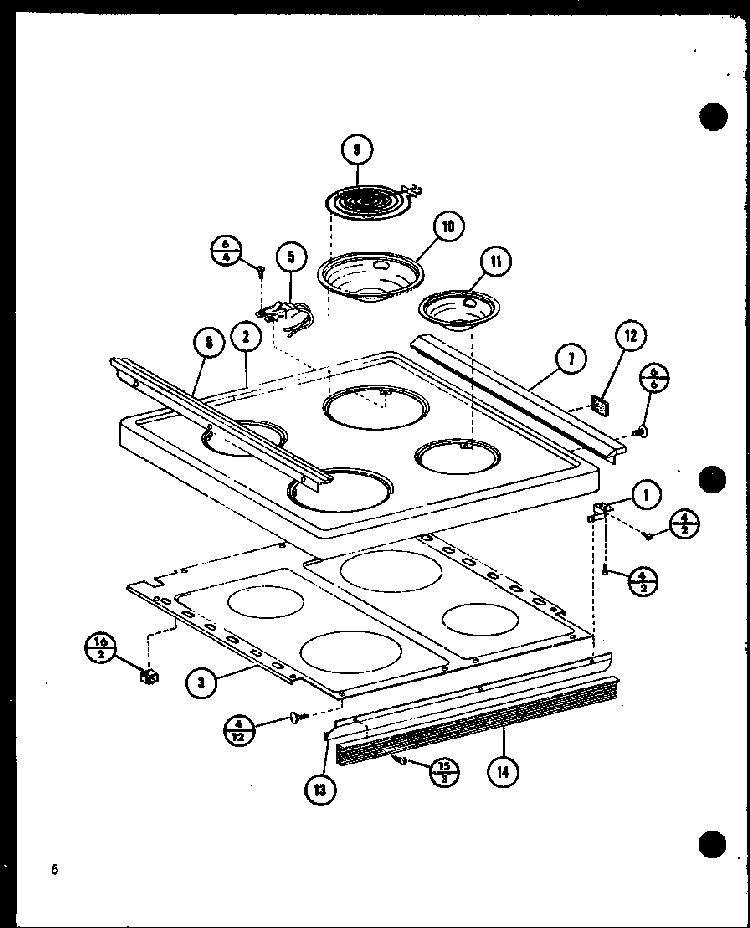 Cooktop Diagram and Parts List for ARC-502 P85675-1S Amana Range