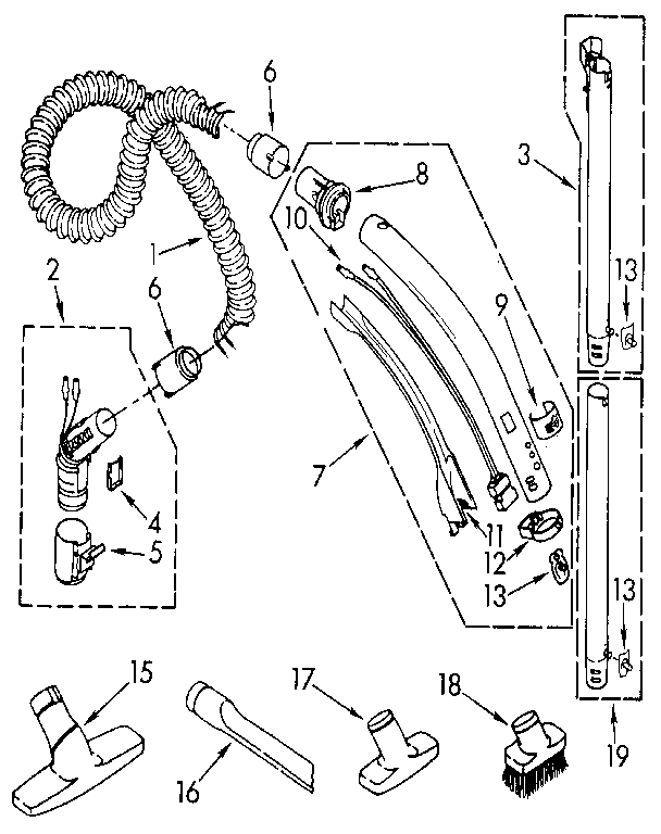Hose Assembly Diagram and Parts List for 1162234590  Kenmore Canister Vacuum