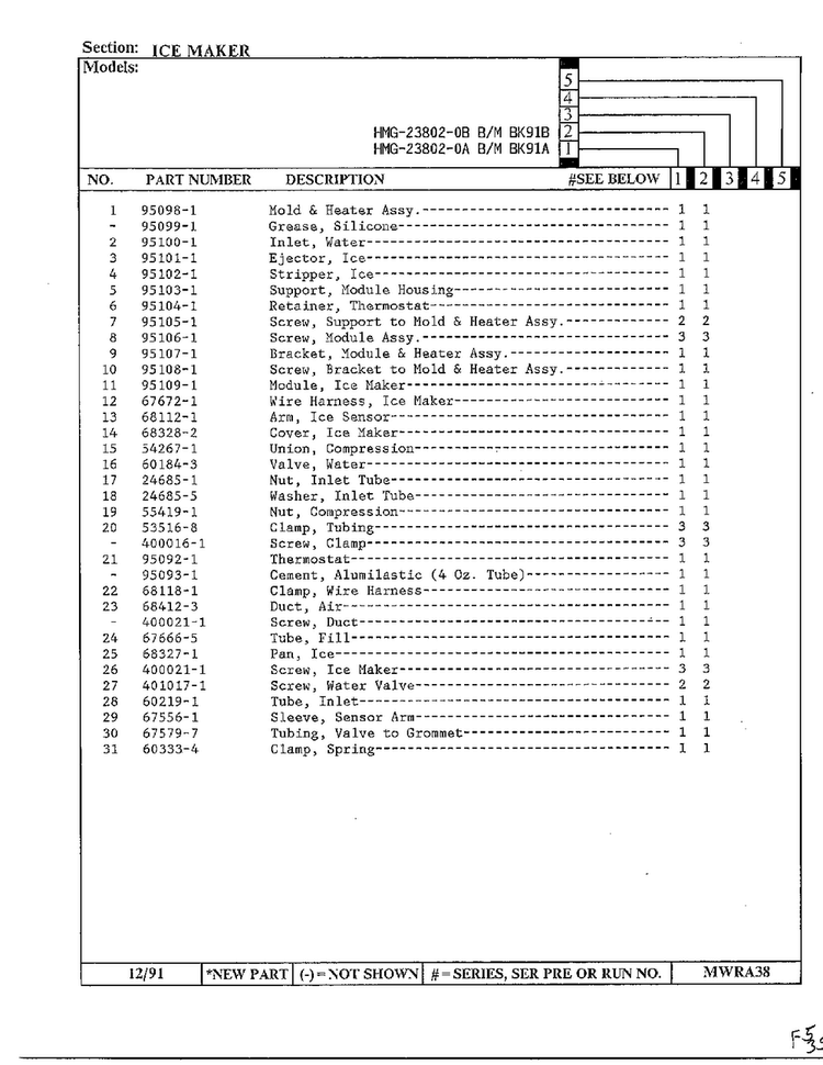 Ice Maker Page 2 Diagram and Parts List for 23802-0B  Admiral Refrigerator