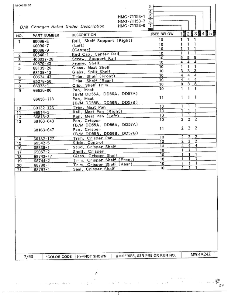 Refrigerator Page 7 Diagram and Parts List for 71153-0A  Admiral Refrigerator