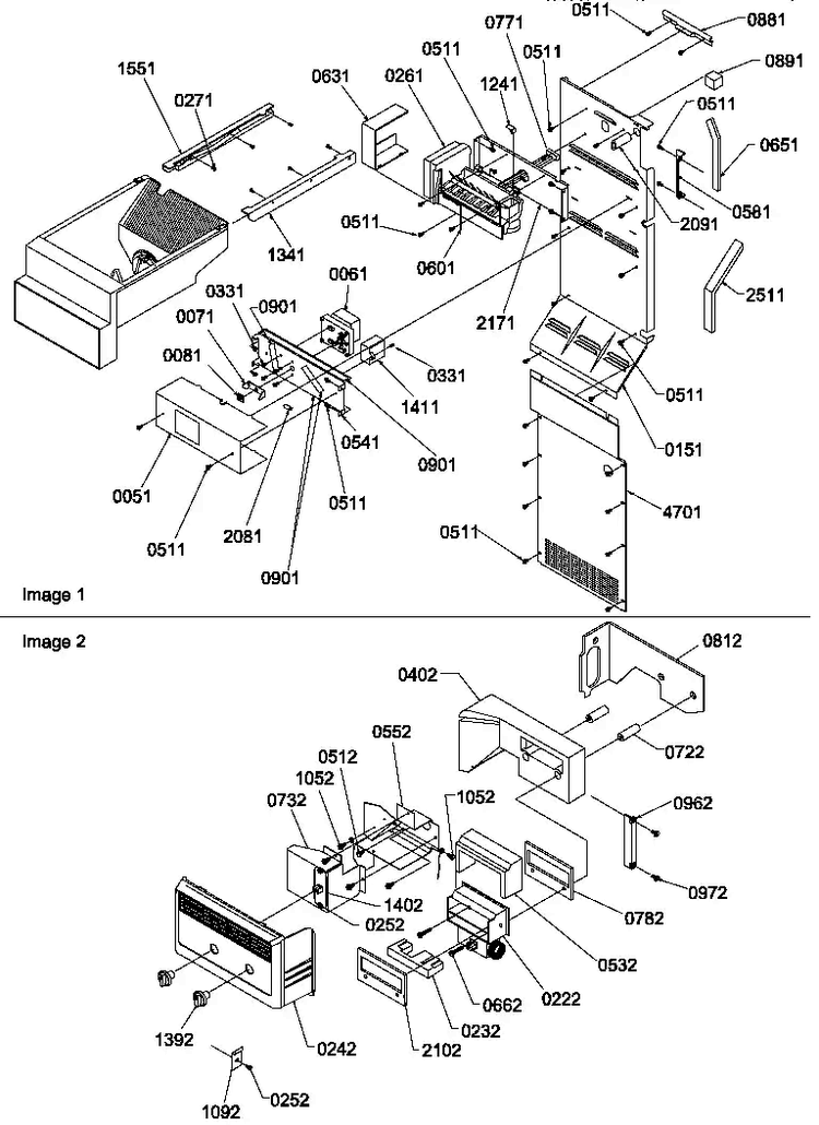Ice Maker/control Assy Diagram and Parts List for SXD27TW-P1302801WW  Amana Refrigerator